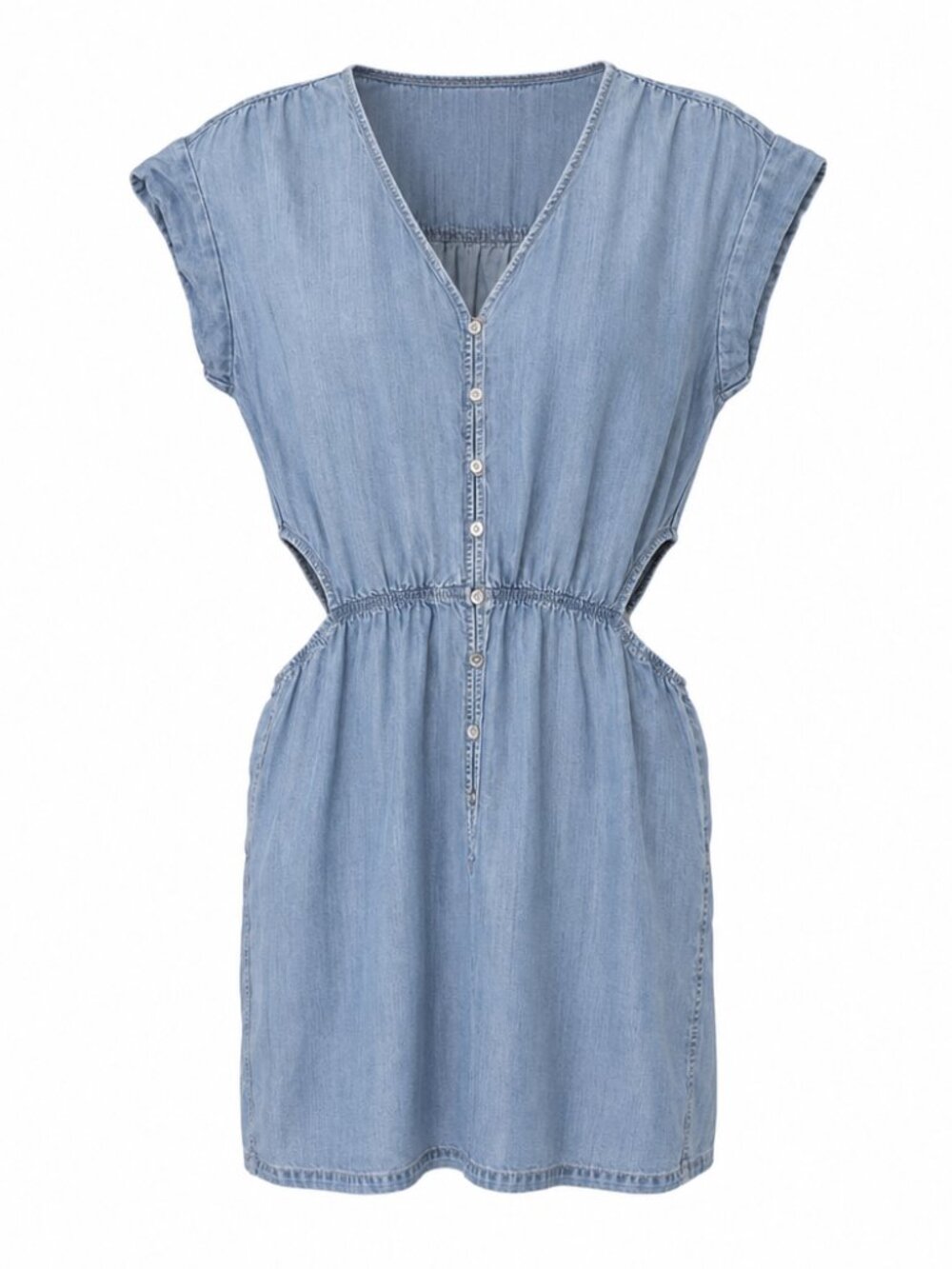 Cloth & Stone Chambray Cut Out Sides Cuffed Sleeve Button Front Dress XL